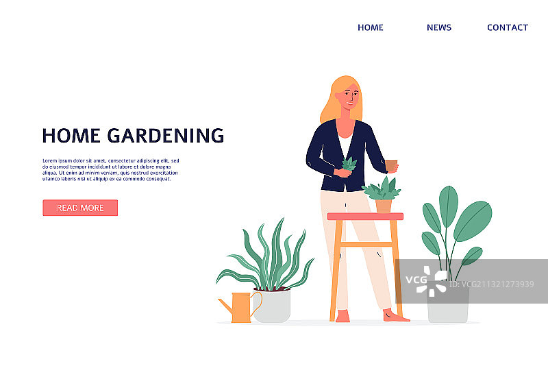 家居园艺网页设计：女性正在打理图片素材