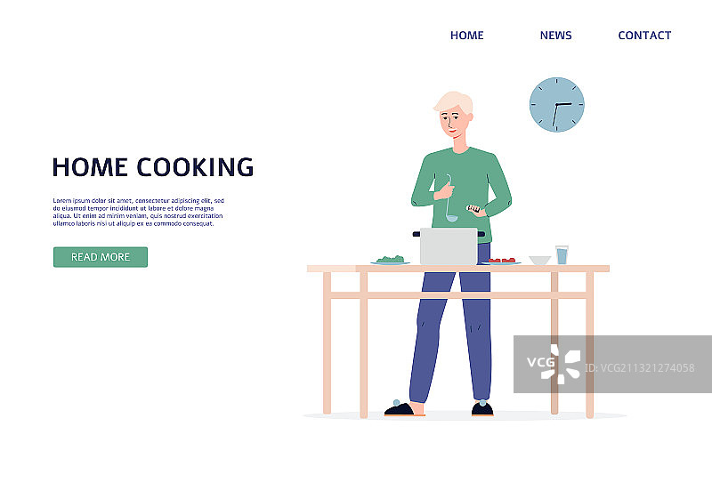男人准备食物的家常菜网站页面图片素材