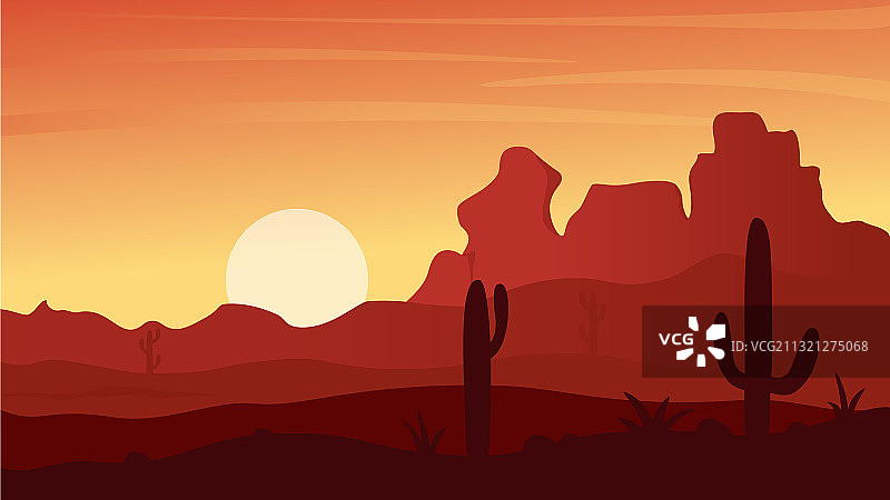 墨西哥德克萨斯州或亚利桑那州日落沙漠风光图片素材