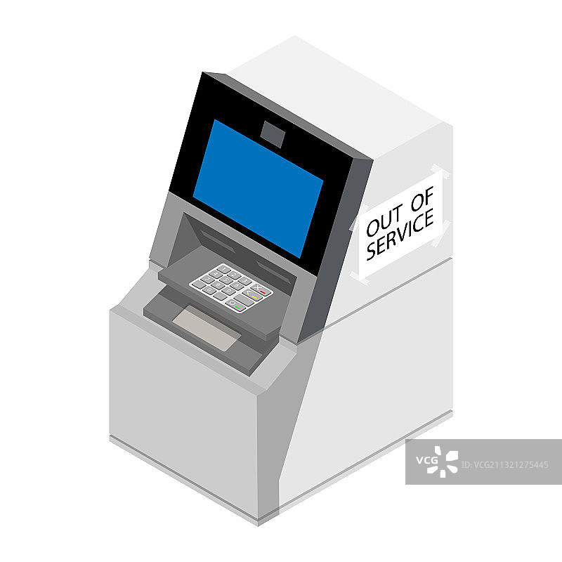 ATM机停止服务概念2.5D视图图片素材