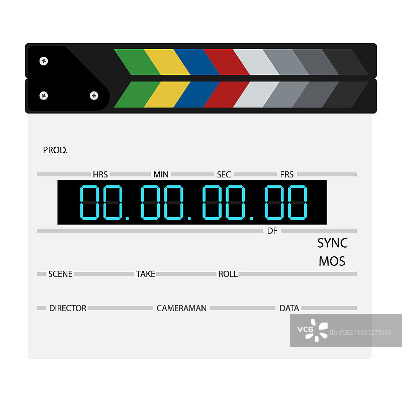 白色背景上的新式电影场记板图片素材