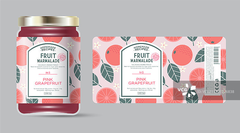 葡萄柚果酱标签包装图片素材