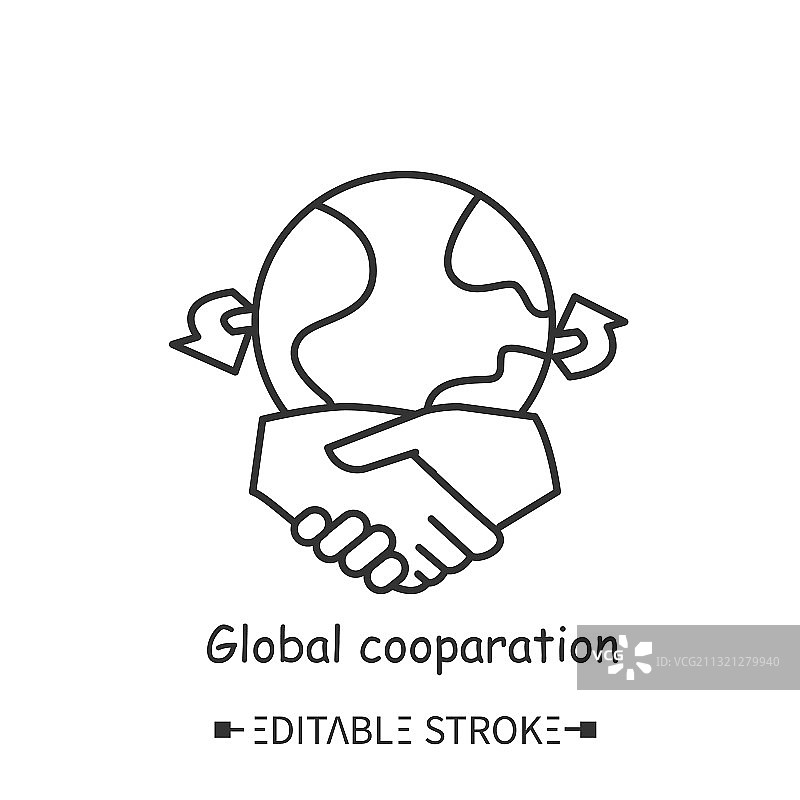 全球合作线性图标（可编辑）图片素材