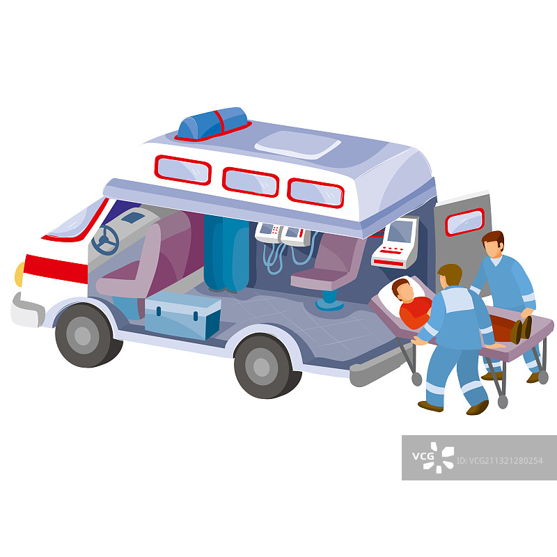 救护车内部与急救人员图片素材