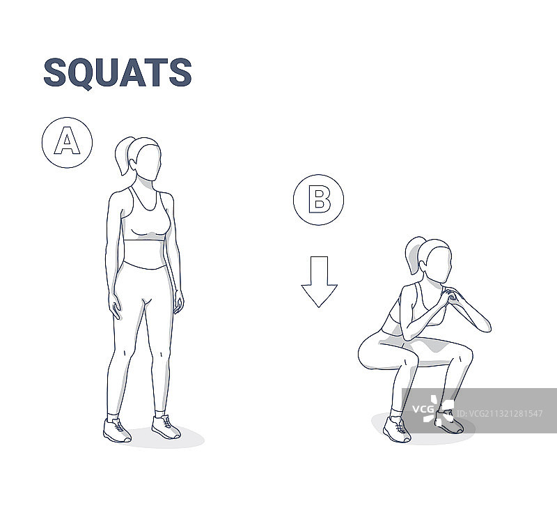 女性深蹲锻炼指南图片素材