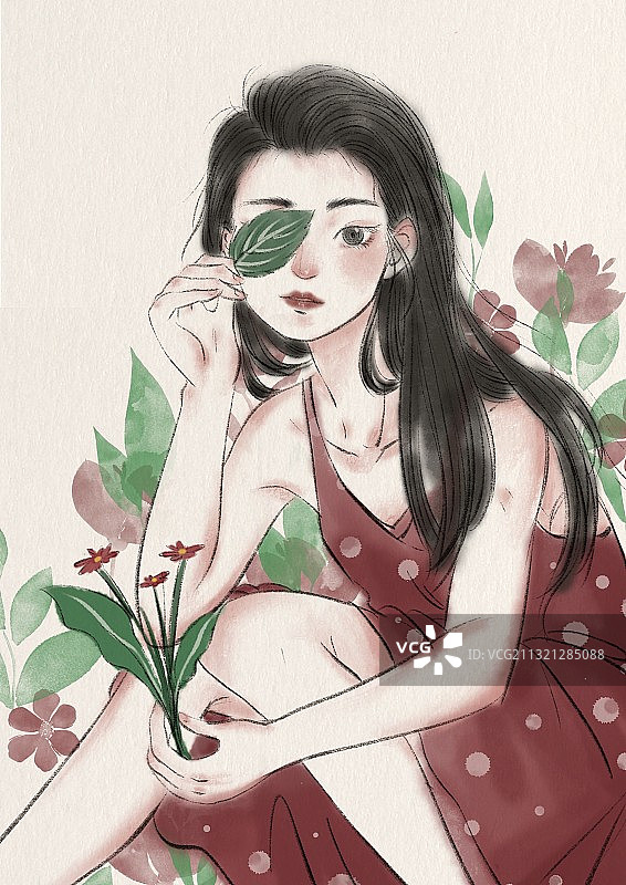 女孩插画图片素材