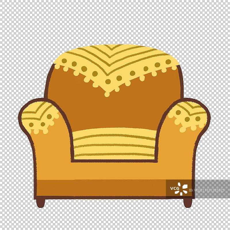 铺着沙发披巾的黄色复古扶手沙发图片素材