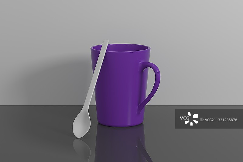 3D渲染的小清新杯子咖啡杯盘子组合图片素材