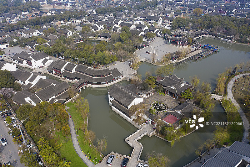 航拍江苏苏州甪直古镇图片素材
