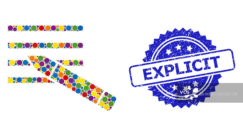 复古风格印章和彩色马赛克图片素材