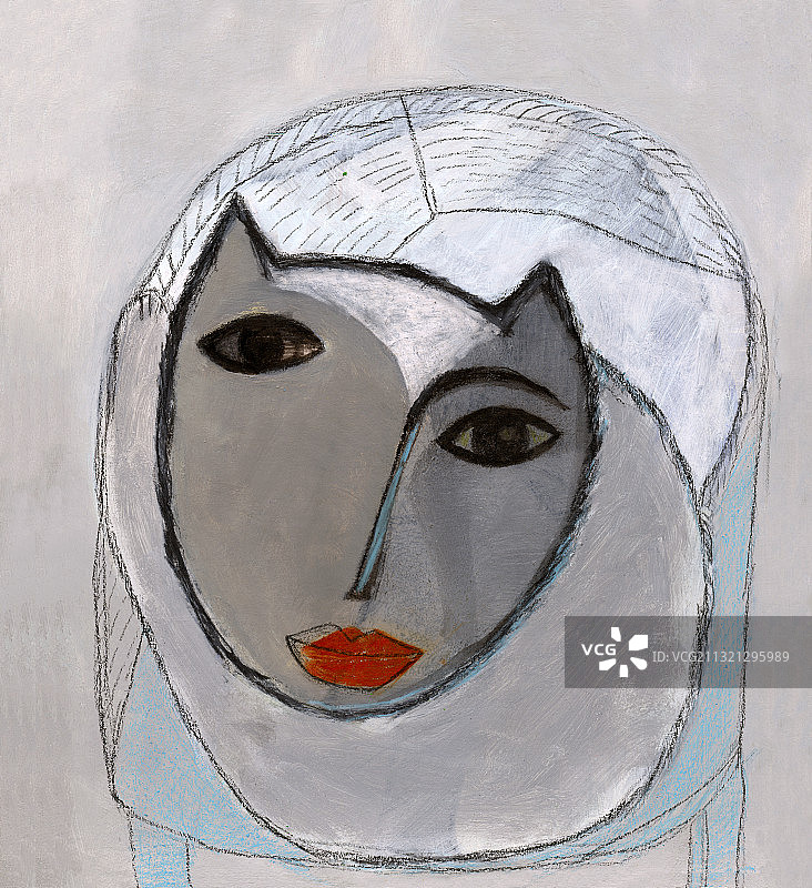 在篮子里涂着红色口红的猫插画图片素材