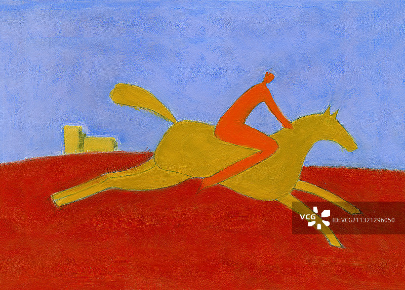 骑手骑马奔跑插画图片素材