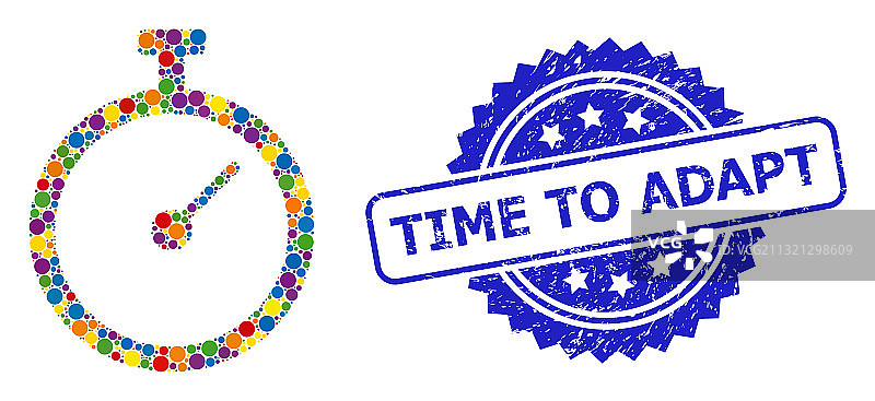 做旧的“适应时间”印章和鲜艳色彩图片素材