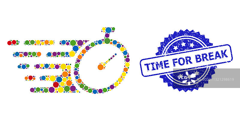 复古风休息时间印章和彩色图案图片素材