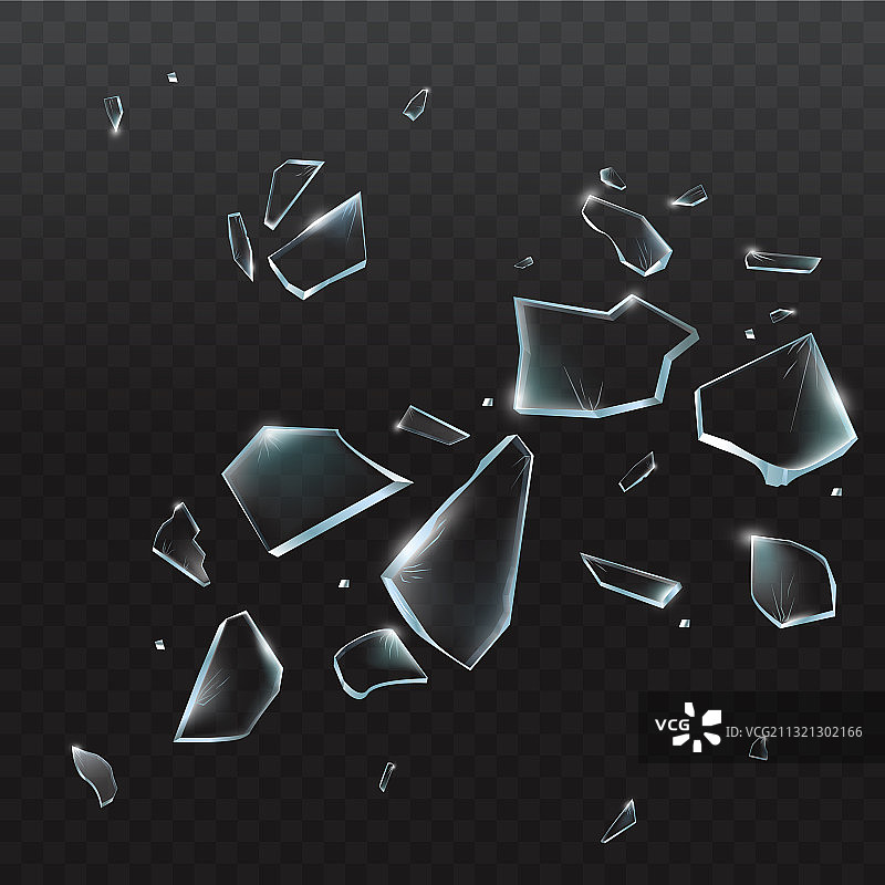 黑色背景上的碎玻璃图片素材