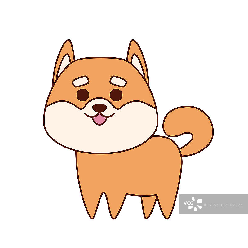 用于卡片或T恤的可爱柴犬扁平设计图片素材