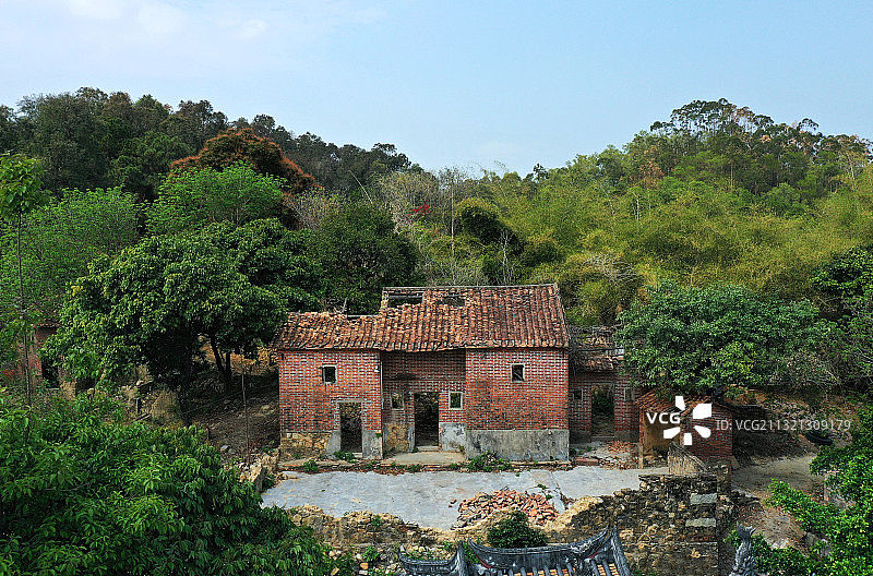 广东省东莞市桥头镇东莞迳联古村落迳联社区航拍图片素材
