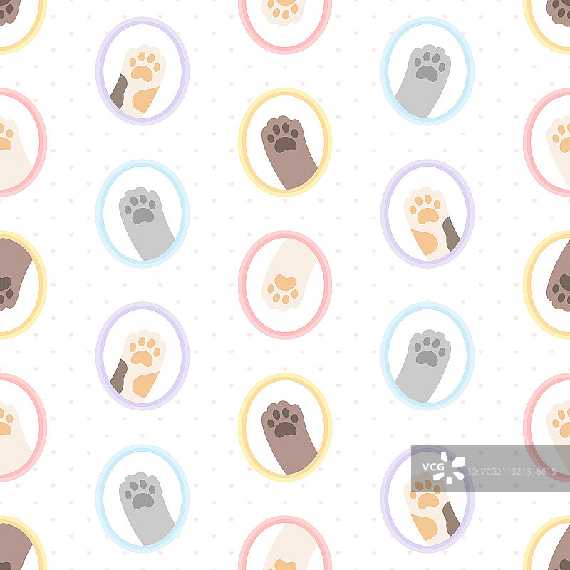 可爱猫爪脚印无缝图案图片素材