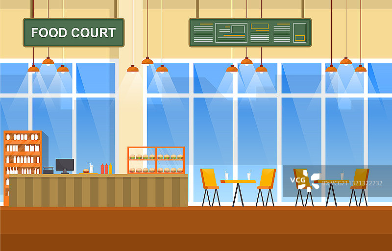 美食广场室内空旷餐厅图片素材