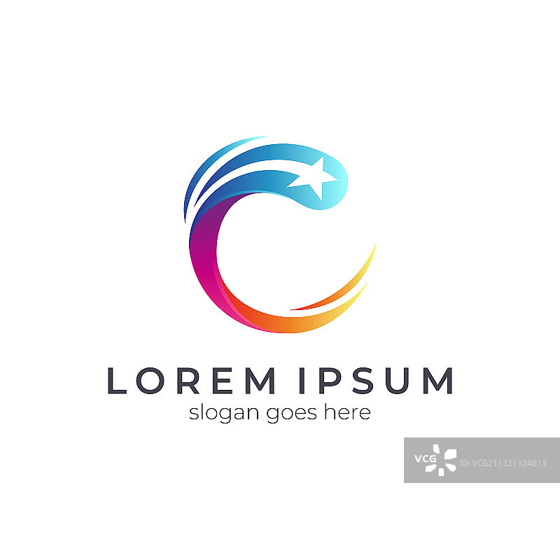 星星字母C标志图片素材