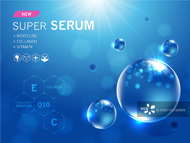 胶原蛋白精华液和维生素透明质酸护肤品图片素材