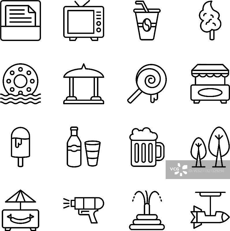 户外茶点线性图标包图片素材