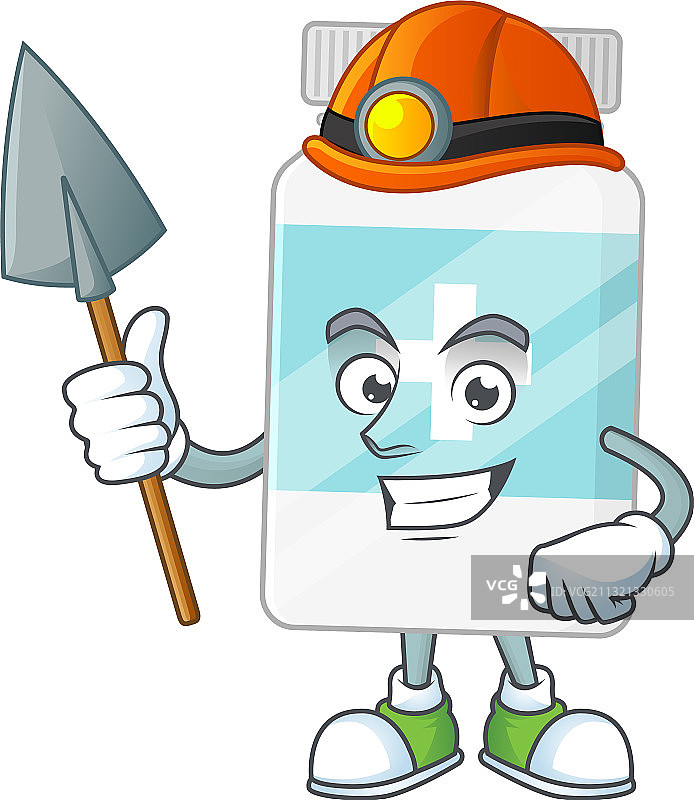 矿工卡通设计保健品瓶图片素材