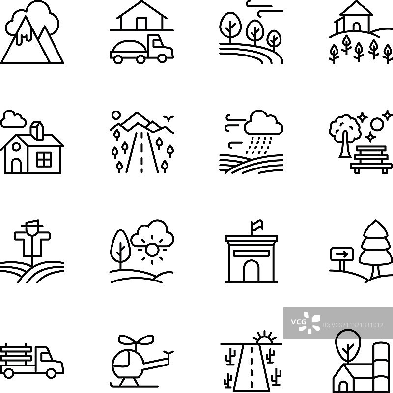 农业和景观线条图标图片素材