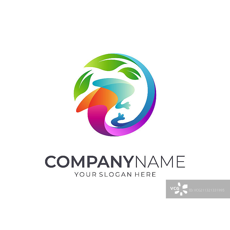 彩色变色龙标志图片素材