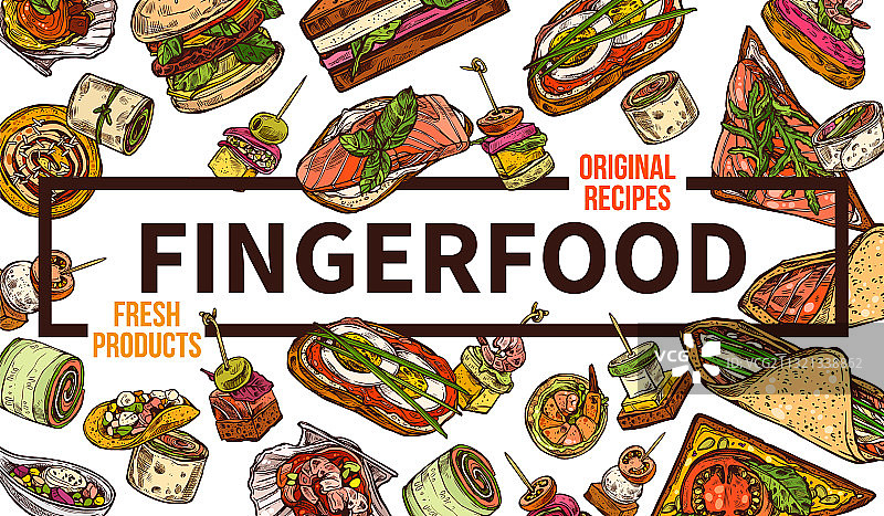 手指食物Web banner手绘模板图片素材