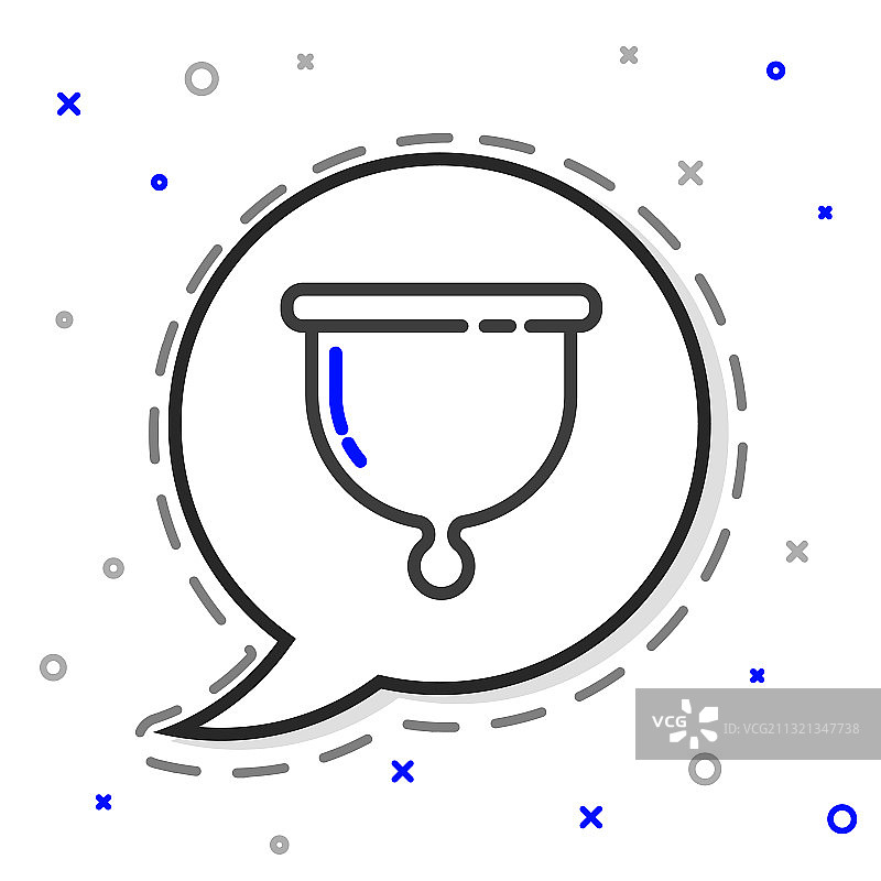 白色背景上隔离的月经杯线条图标图片素材