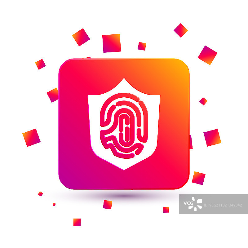 白色加密指纹保护盾图标图片素材