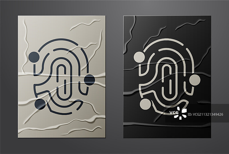 皱纹纸上的白色指纹图标图片素材