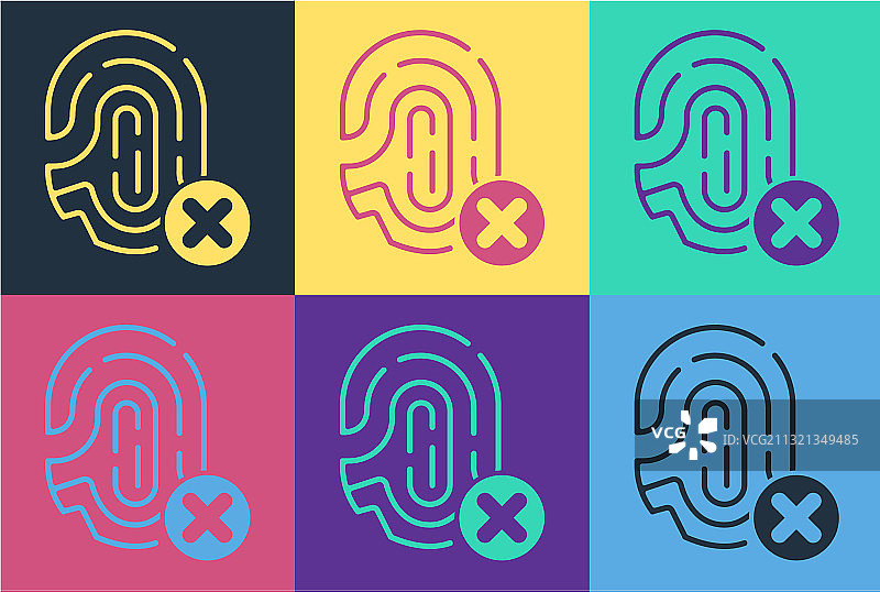 波普艺术风格的拒绝指纹图标图片素材