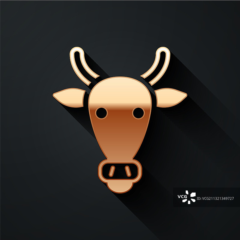 黑色背景上的金色牛头图标图片素材