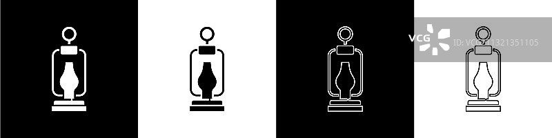 黑色背景上的露营灯笼图标图片素材