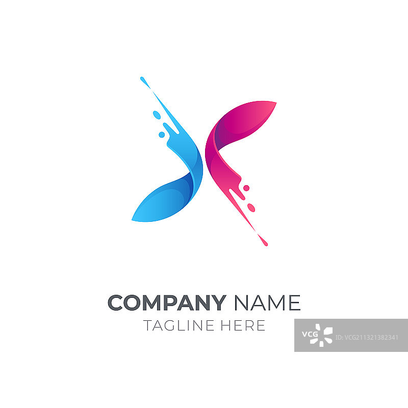 鱼形字母X标志图片素材