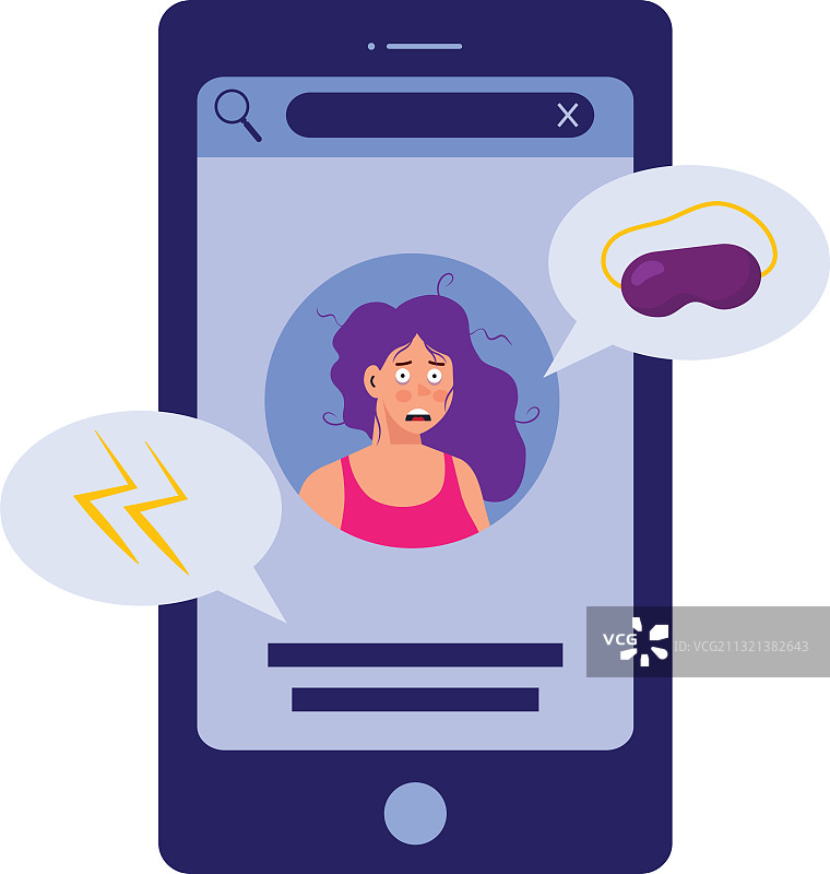 失眠和气泡中的卡通女人图片素材