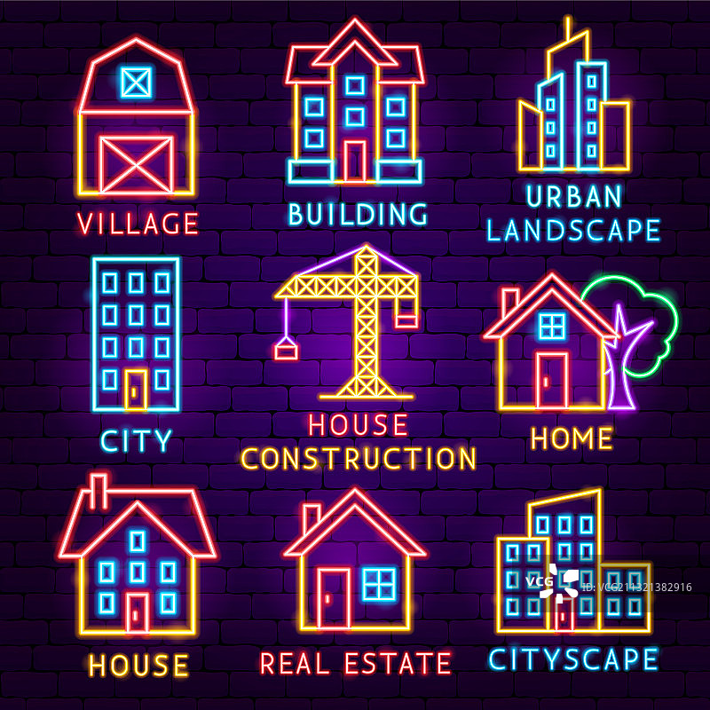 建筑标签集图片素材