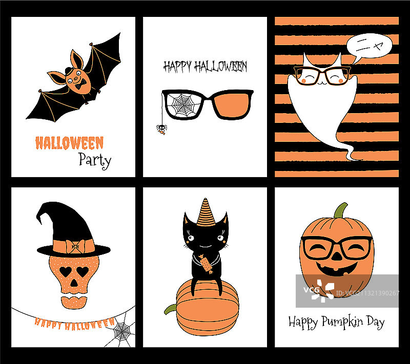 万圣节贺卡套装图片素材