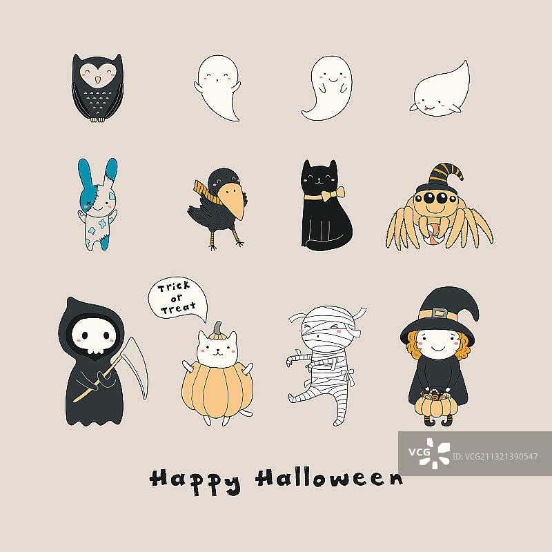 万圣节可爱卡通形象图片素材