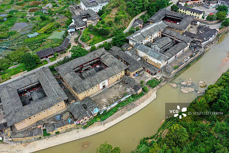 世界文化遗产福建土楼之永定洪坑土楼群图片素材