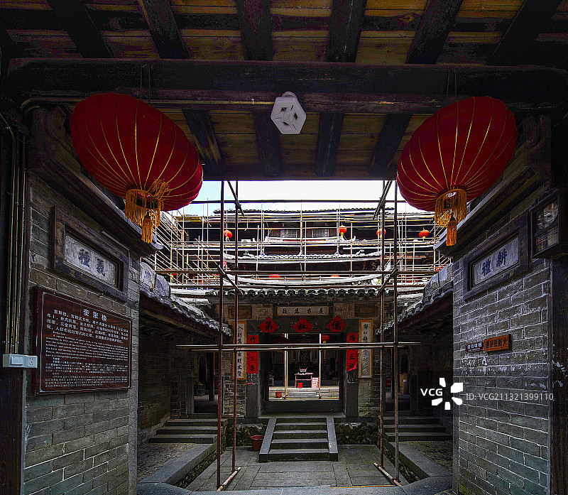 世界文化遗产福建土楼之永定洪坑土楼群图片素材