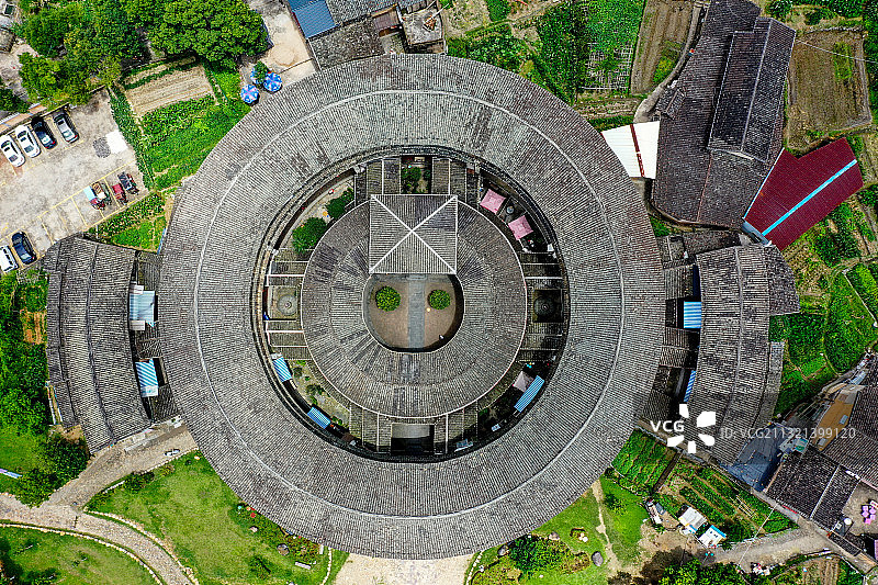 世界文化遗产福建土楼之永定洪坑土楼群图片素材