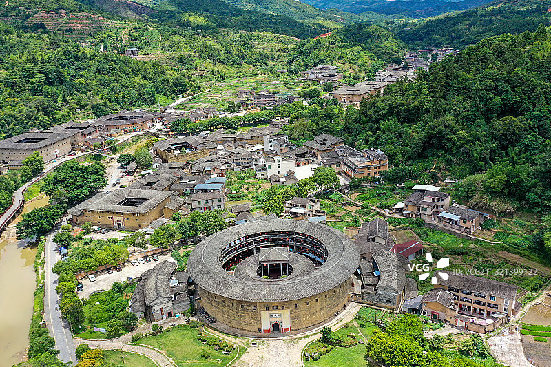 世界文化遗产福建土楼之永定洪坑土楼群图片素材