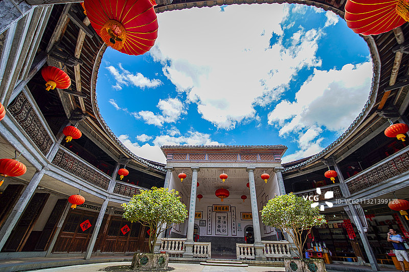 世界文化遗产福建土楼之永定洪坑土楼群图片素材