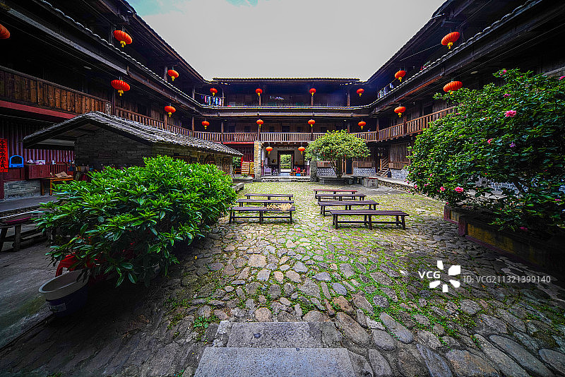 世界文化遗产福建土楼之永定洪坑土楼群图片素材