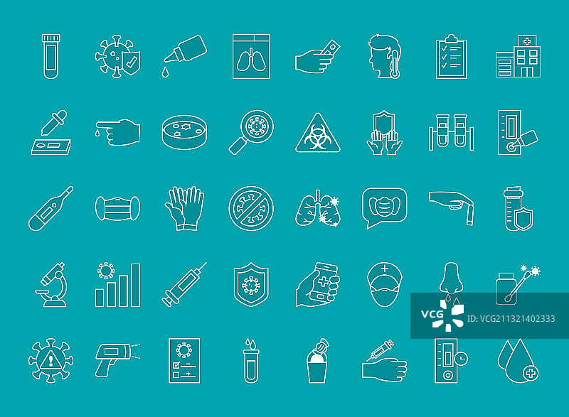 新冠病毒检测线条风格图标集图片素材
