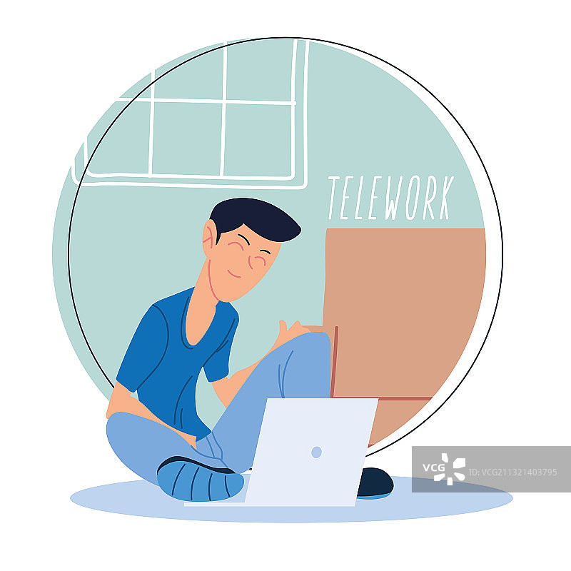 在家远程办公的男人图片素材