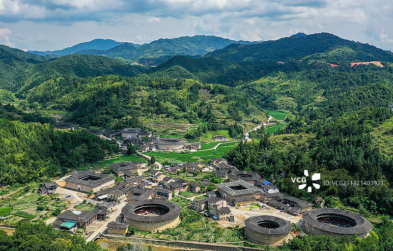 世界文化遗产福建土楼之河坑土楼群图片素材